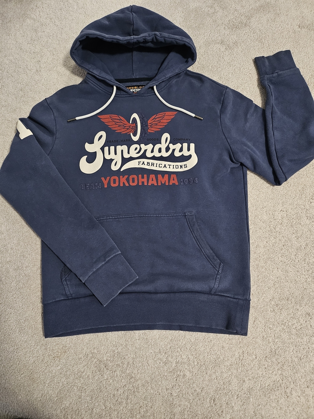 Superdry Navy Hoodie with Red Yokohama Logo